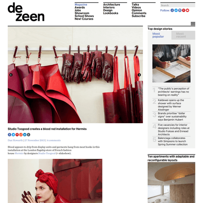 Studio Toogood creates a blood red installation for Hermès