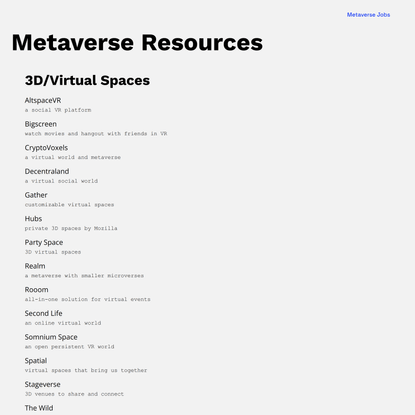Metaverse Resources