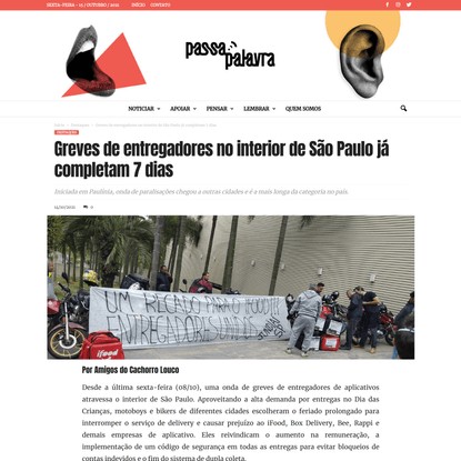 Greves de entregadores no interior de São Paulo já completam 7 dias | Passa Palavra