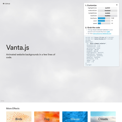 Vanta.js - 3D &amp; WebGL Background Animations For Your Website