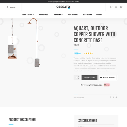 Aquart, Outdoor Copper Shower with Concrete Base - Gessato Design Store