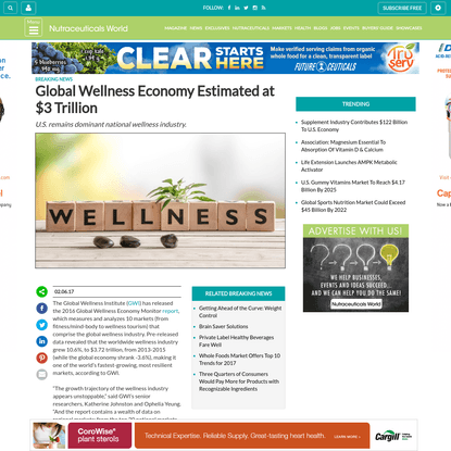 Global Wellness Economy Estimated at $3 Trillion