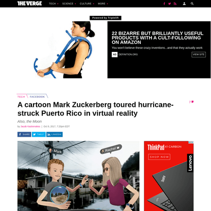 A cartoon Mark Zuckerberg toured hurricane-struck Puerto Rico in virtual reality