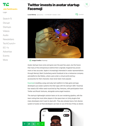 Twitter invests in avatar startup Facemoji – TechCrunch