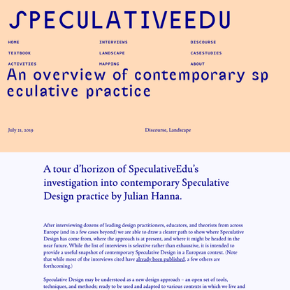 An overview of contemporary speculative practice - SpeculativeEdu