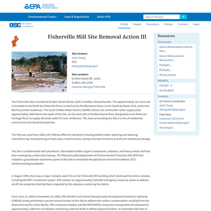Site Profile - Fisherville Mill Site Removal Action III - EPA OSC Response