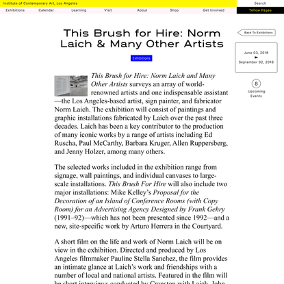 This Brush For Hire Norm Laich Many Other Artists - Institute of Contemporary Art, Los Angeles