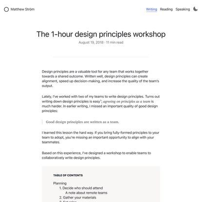 The 1-hour Design Principles Workshop