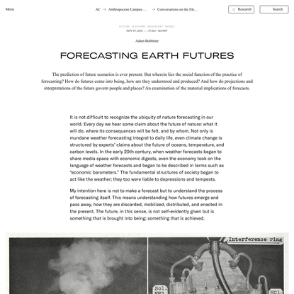 Anthropocene Curriculum → Forecasting Earth Futures