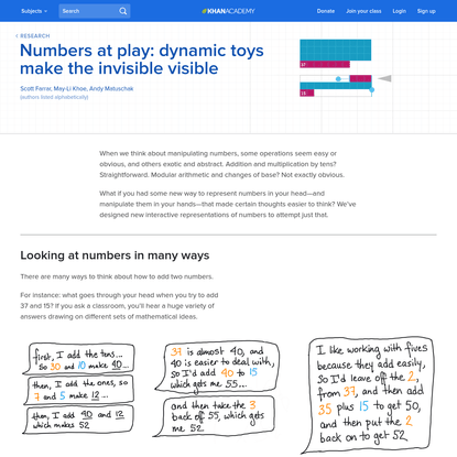 Numbers at play: dynamic toys make the invisible visible
