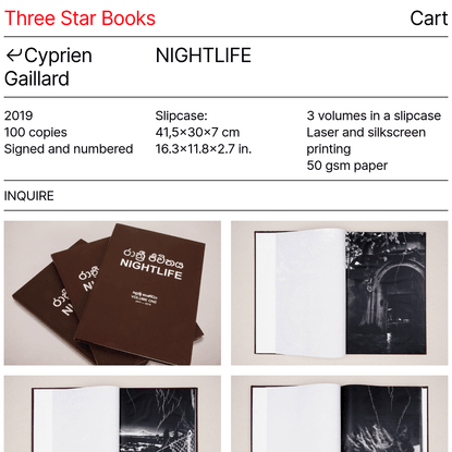 CYPRIEN GAILLARD - NIGHTLIFE - Three Star Books