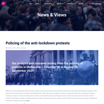 Policing of the anti-lockdown protests • Melbourne Activist Legal Support