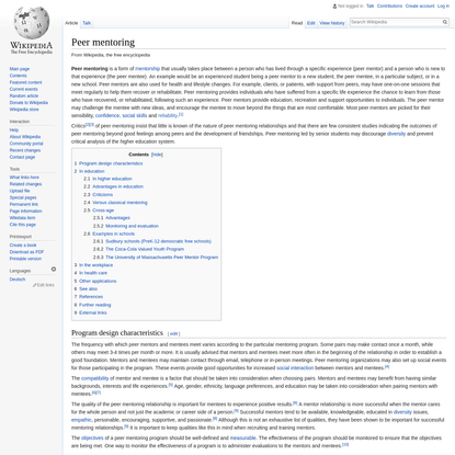 Peer mentoring - Wikipedia