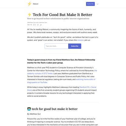 ⚡ Tech For Good But Make It Better