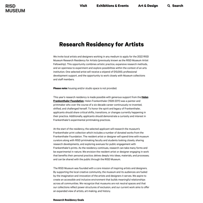 Research Residency for Artists | RISD Museum