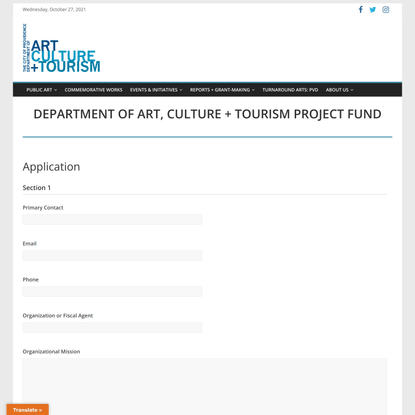 PROJECT FUND FOR THE ARTS – APPLY – Art, Culture + Tourism