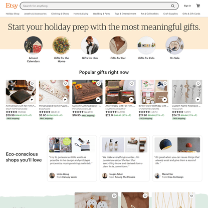 Etsy - Shop for handmade, vintage, custom, and unique gifts for everyone