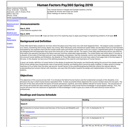 PSY 360: Human Factors Syllabus