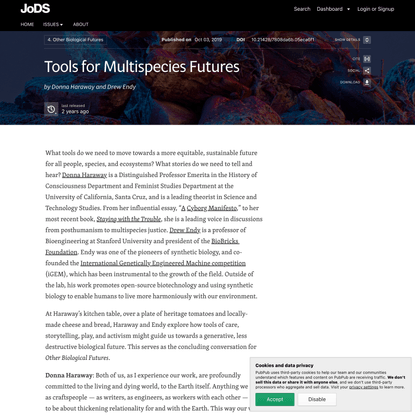 Tools for Multispecies Futures · Journal of Design and Science
