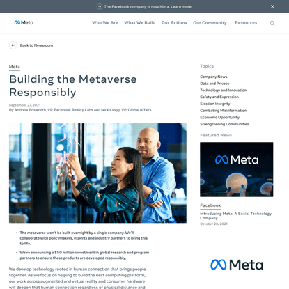 Building the Metaverse Responsibly | Meta
