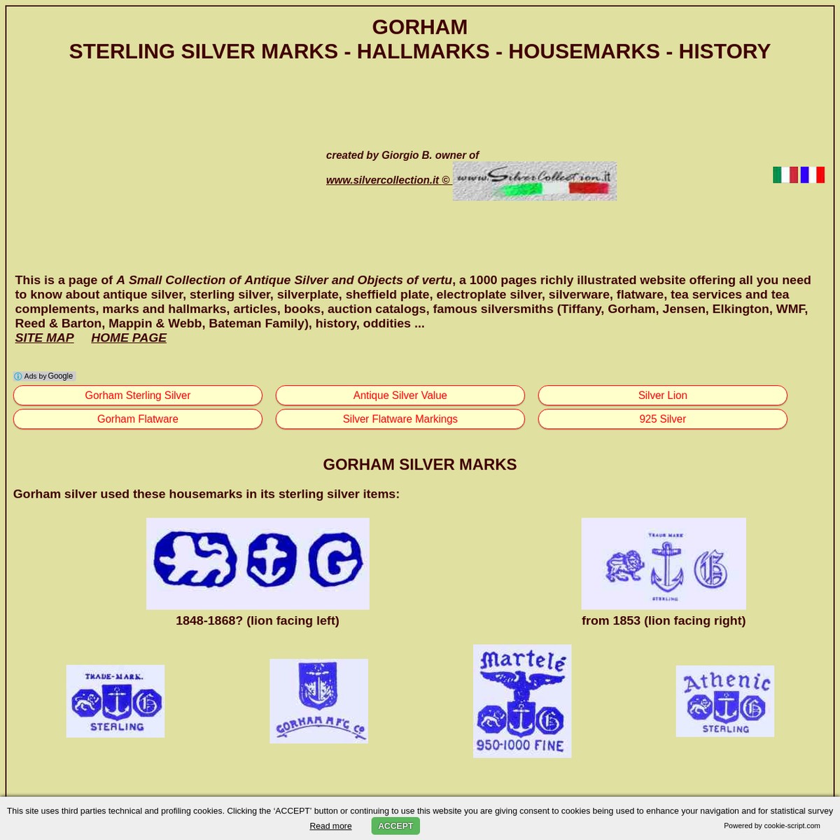 Gorham sterling silver marks, hallmarks, dates and history — Are.na