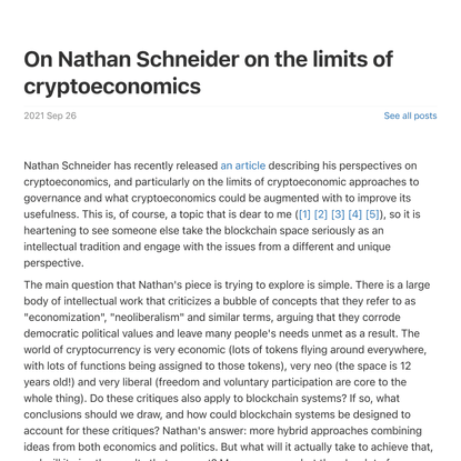 On Nathan Schneider on the limits of cryptoeconomics