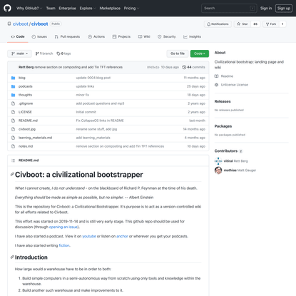 GitHub - civboot/civboot: Civilizational bootstrap: landing page and wiki