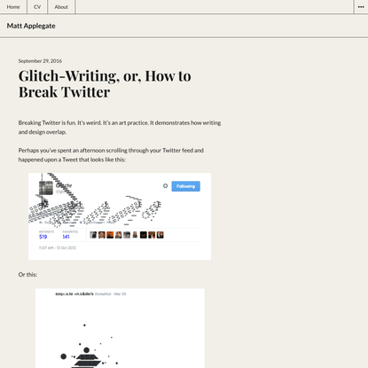 Glitch-Writing, or, How to Break Twitter