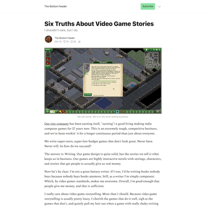 Six Truths About Video Game Stories