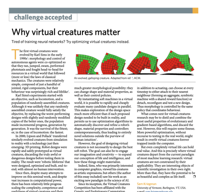 Why virtual creatures matter