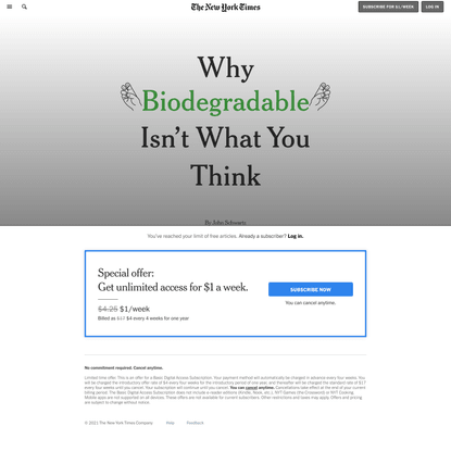 Why ‘Biodegradable’ Isn’t What You Think (Published 2020)