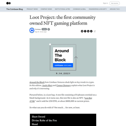 Loot Project: the first community owned NFT gaming platform