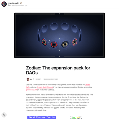 Zodiac: The expansion pack for DAOs — Mirror