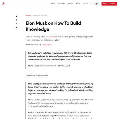 Elon Musk on How To Build Knowledge