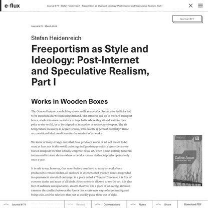 Freeportism as Style and Ideology: Post-Internet and Speculative Realism, Part I