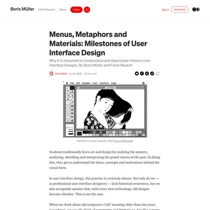 Menus, Metaphors and Materials: Milestones of User Interface Design