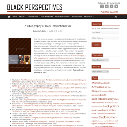 A Bibliography of Black Internationalism | AAIHS