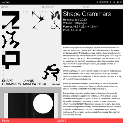 Shape Grammars by Jannis Maroscheck - Slanted Publishers - slanted