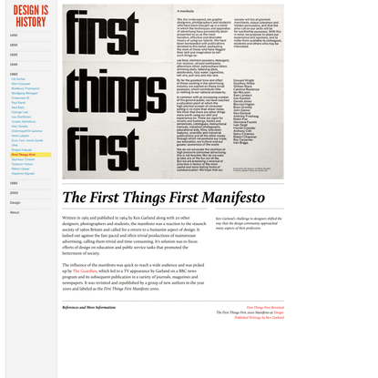 First Things First : Design Is History
