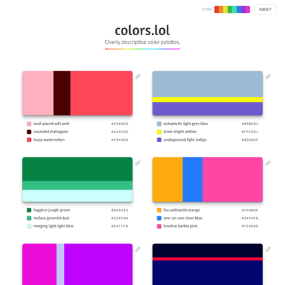 colors.lol - Overly descriptive color palettes