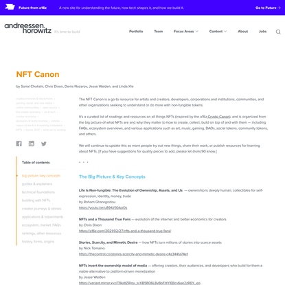 NFT Canon - Andreessen Horowitz