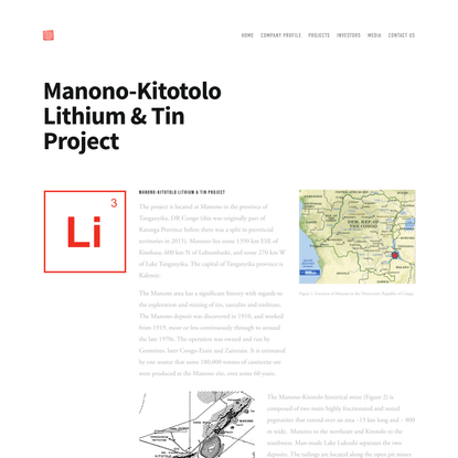Manono-Kitotolo Lithium &amp; Tin Project — TANTALEX Resources Corporation