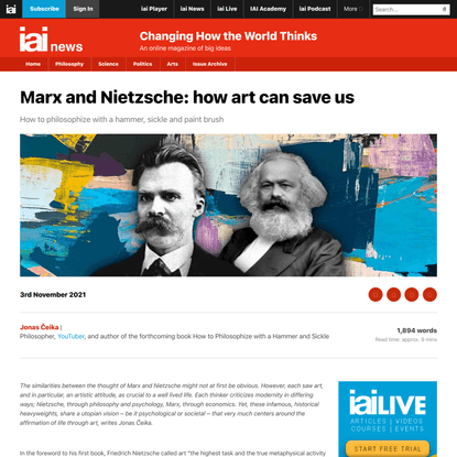Marx and Nietzsche: how art can save us | Jonas Čeika