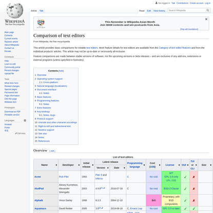 Comparison of text editors - Wikipedia