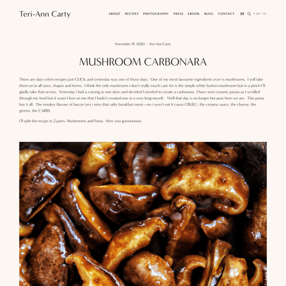 MUSHROOM CARBONARA — Teri-Ann Carty