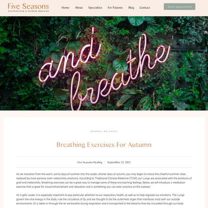 Breathing Exercises for Autumn - Five Seasons Healing - Acupuncture and Chinese Medicine, New York, NY