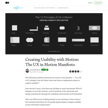 Creating Usability with Motion: The UX in Motion Manifesto
