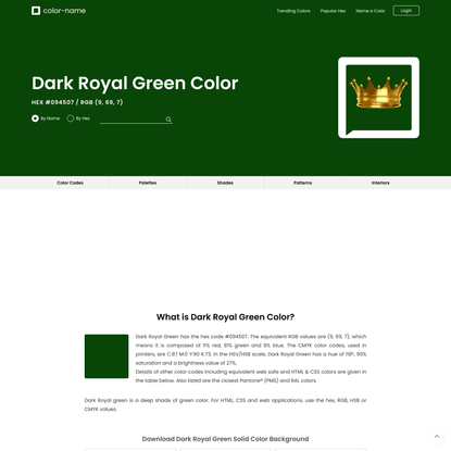 Dark Royal Green color hex code is #094507