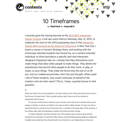 10 Timeframes | Contents Magazine