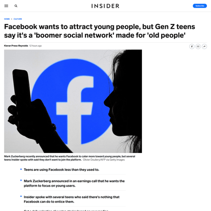 Facebook wants to attract young people, but Gen Z teens say it’s a ‘boomer social network’ made for ‘old people’